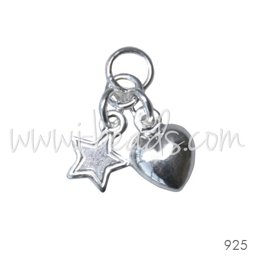 Buy Sterling silver charm heart and star 8mm(1)