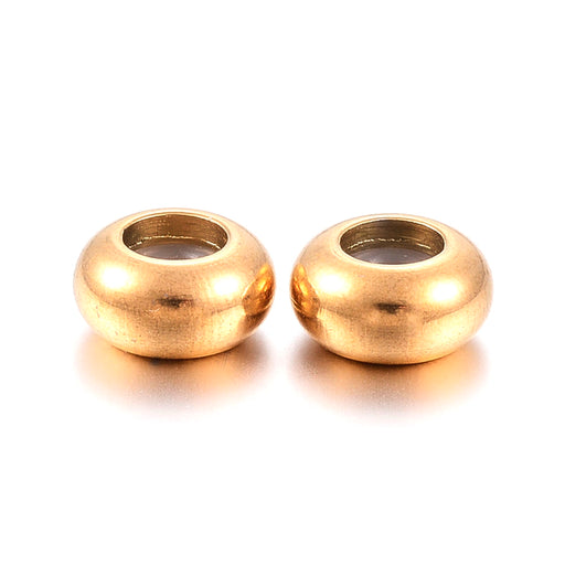 Buy Golden Plated Slider Beads, with Plastic, Stopper, 5x2,5mm-hole 1mm (2)