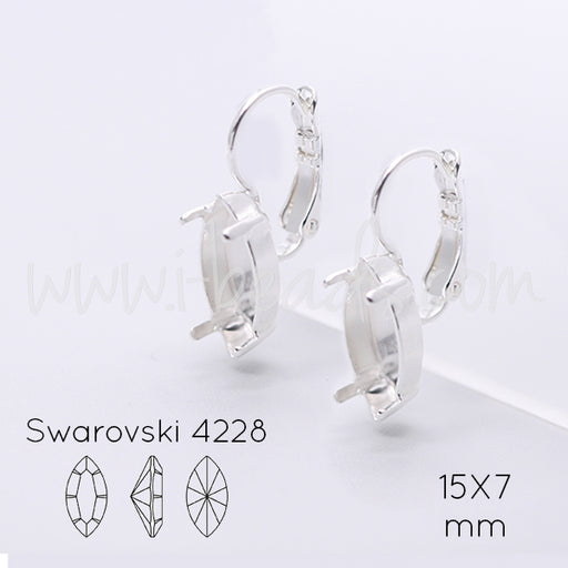 Earring setting for Swarovski 4228 navette 15x7mm silver plated (2)