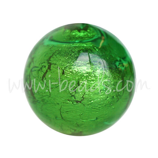 Buy Murano bead round green and gold 12mm (1)
