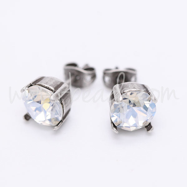 Stud earring setting for Swarovski 1088 SS39 antique silver plated (2)