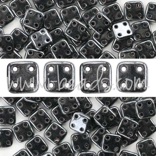 Buy 4 holes CzechMates QuadraTile 6mm Hematite (10g)