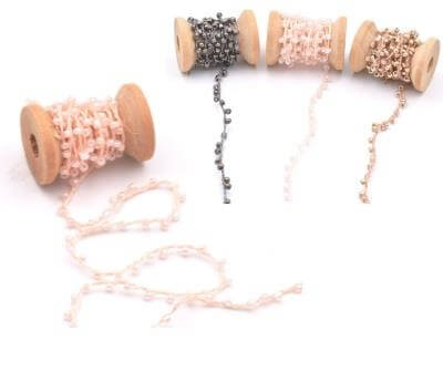 Buy Thin cotton Cord whith seed beads LIGHT PINK (90cm)