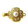 Crystal and pearl flower daisy clasp metal gold plated 11mm (1)