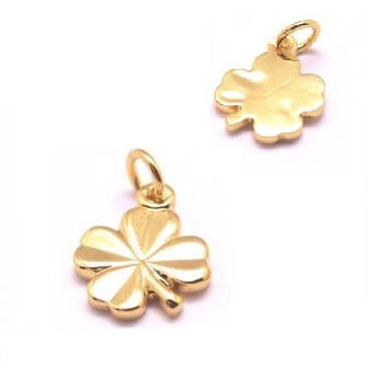 Buy Charm, pendant Four Leaf Clover gold Plated 18K 11x8mm (1)