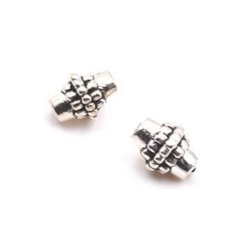 Buy Beads, bicone with ball color antique Silver 8x10mm (2)