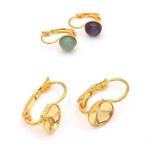 Cupped earring setting for cabochon 8mm gold plated (2)