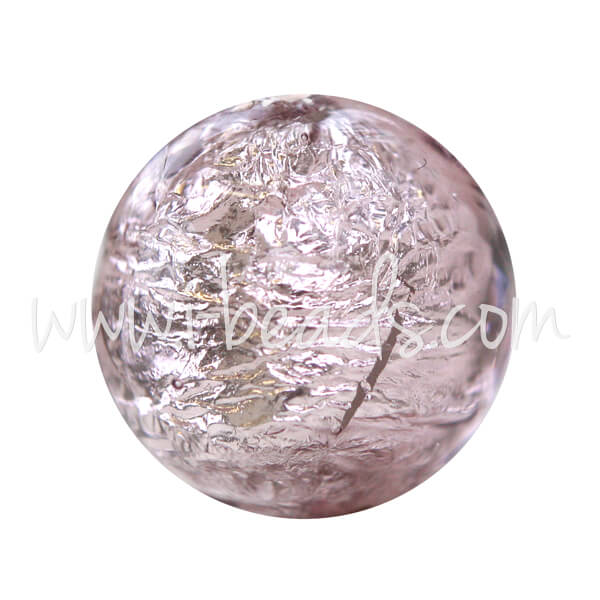 Murano bead round amethyst and silver 12mm (1)