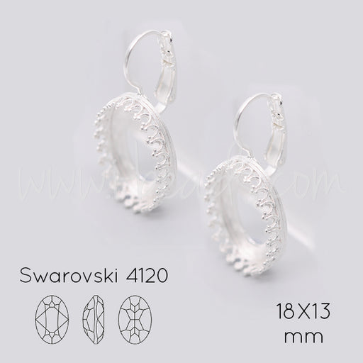 Buy Vintage earrings settings for Swarovski 4120 18x13mm silver plated (2)
