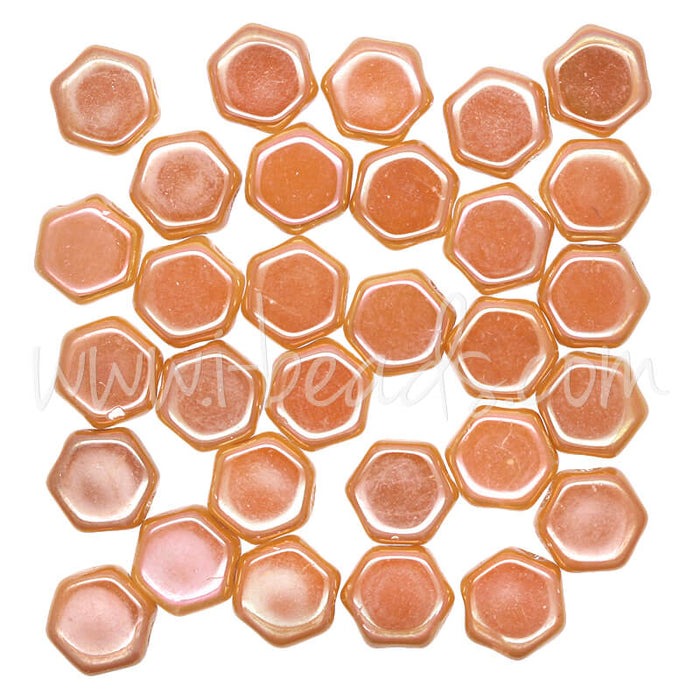 Honeycomb beads 6mm chalk apricot (30)