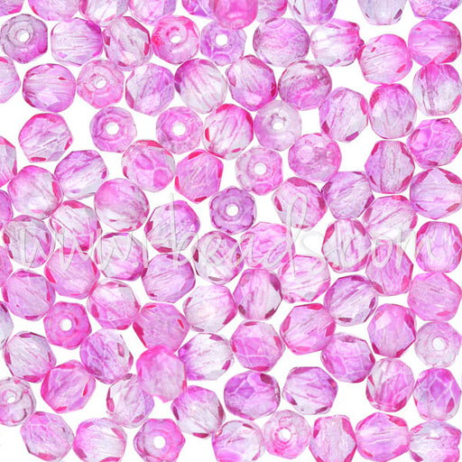 Czech fire-polished beads coated hot pink 4mm (100)