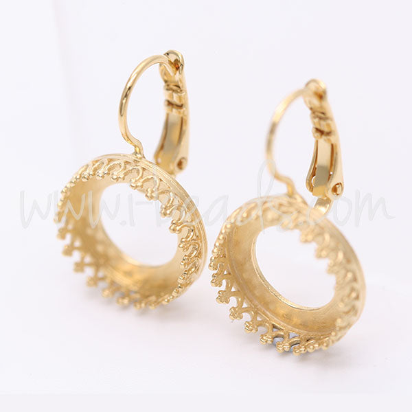 Vintage earrings settings for Swarovski 1122 14mm gold plated (2)