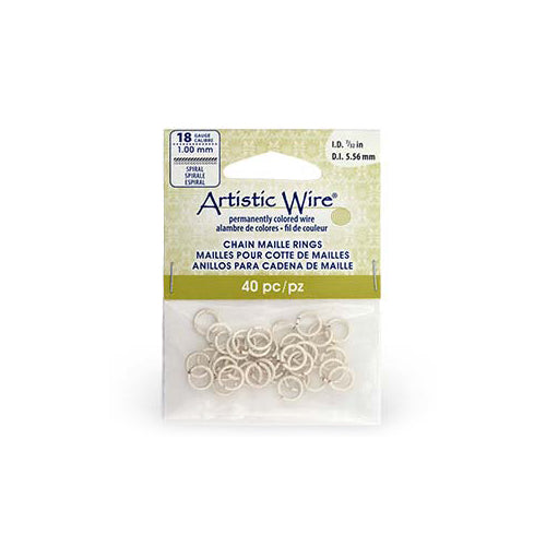 Buy Beadalon artistic wire 40 chain maille rings spiral non tarnished silver plated 18ga 7/32&quot; 5.56mm (1)