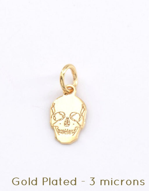 Buy Gold plated 3 micron skull 10mm with ring (1)