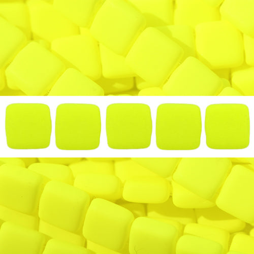 2 holes CzechMates tile bead Neon Yellow 6mm (50)