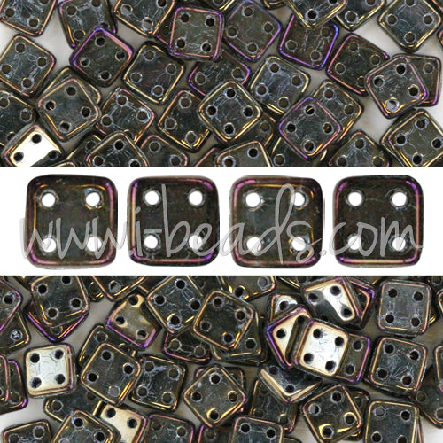 4 holes CzechMates QuadraTile 6mm Iris Brown (10g)