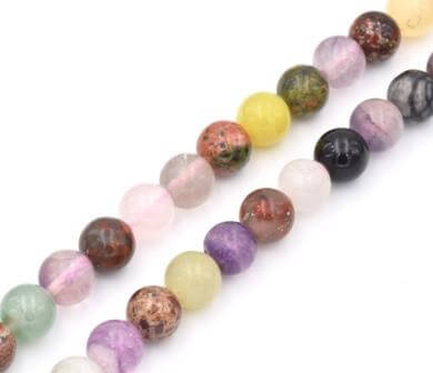Buy Mixed gemstones round beads 8mm strand (1)