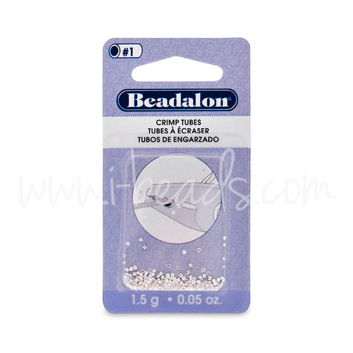 Buy Crimp tubes metal silver plated 1.3mm, 1.5g (1)