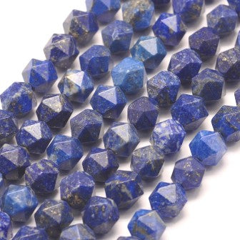 Polygon, Faceted, Lapis Lazuli (reconstructed) 10x9mm, Hole: 1mm (3 units)
