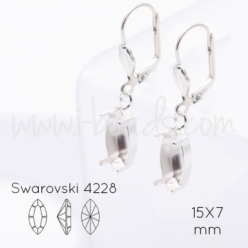 Buy Earring setting for Swarovski 4228 navette 15x7mm silver plated (2)