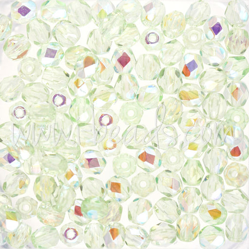 Buy Czech fire-polished beads peridot ab 4mm (100)