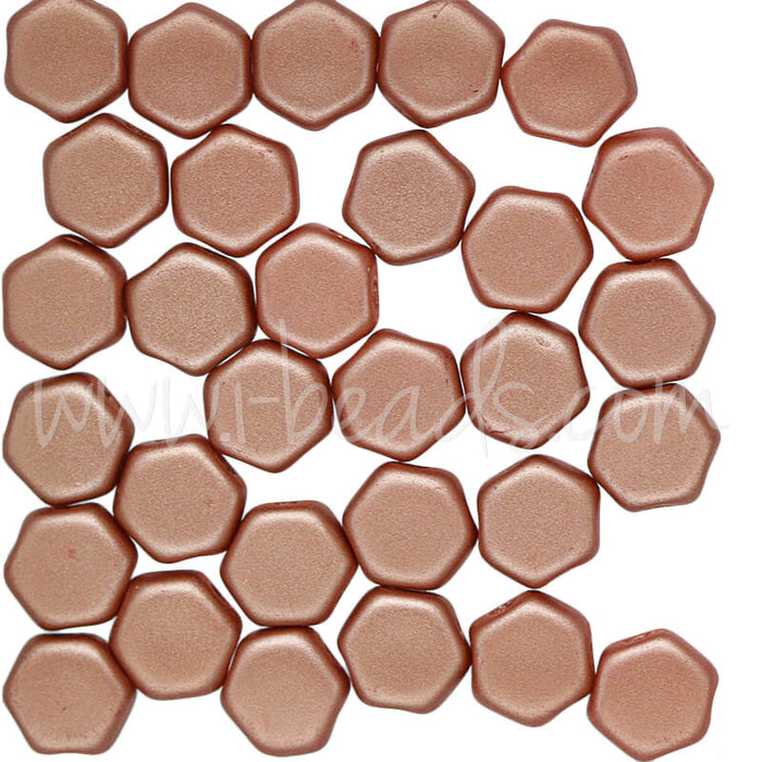 Honeycomb beads 6mm matt met copper (30)