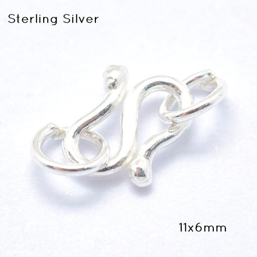 Buy 925 Sterling Silver S Shape Clasps, S-Hook Clasps with rings 11x6mm (1)