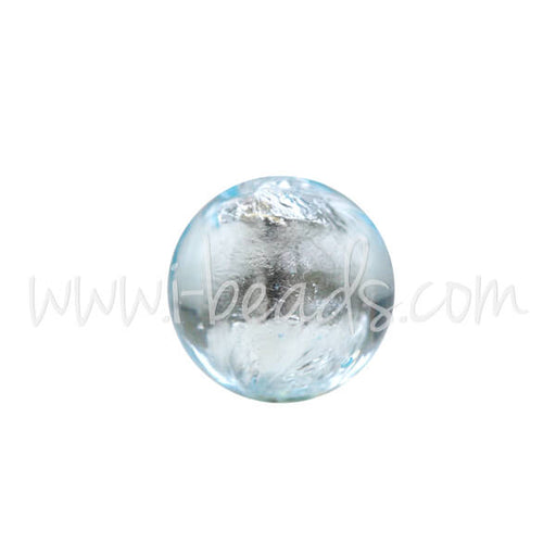 Buy Murano bead round pale blue and silver 6mm (1)