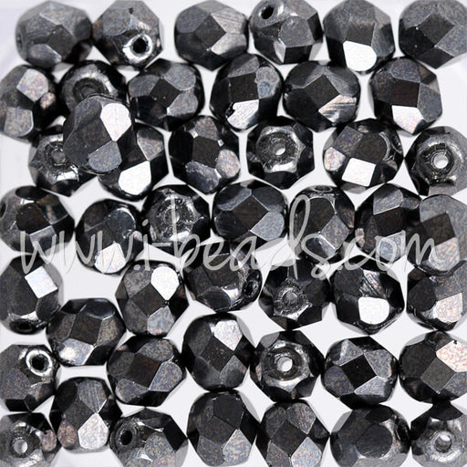 Buy Czech fire-polished beads hematite 6mm (50)