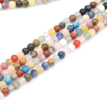 Buy Mixed gemstones round beads 4mm strand (1)