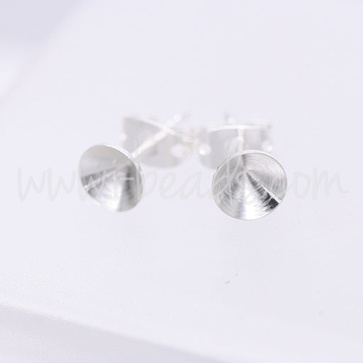 Cupped stud earring setting for Swarovski 1088 SS29 silver plated (2)