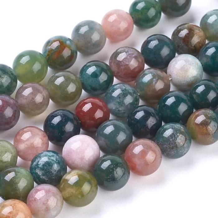 Natural Indian Agate Beads, Round, DarkGreen- 8mmx1- 47pces/38cm (1 strand)