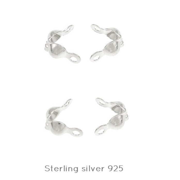 Sterling Silver925 Bead Tips- 6,5x3mm-inner diam:2mm (4)