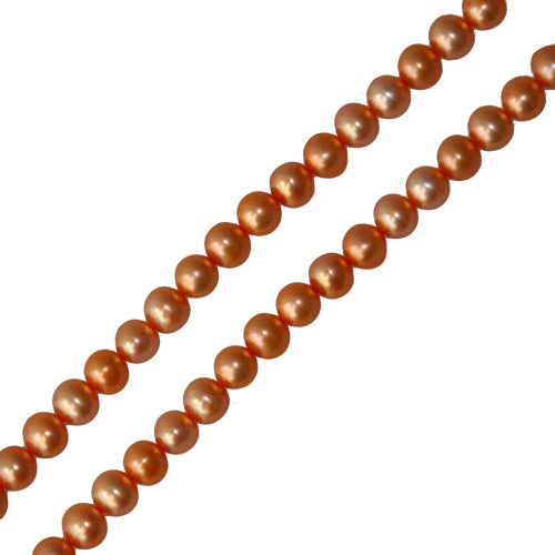 Buy Freshwater pearls potato round shape peach orange 5mm (1)
