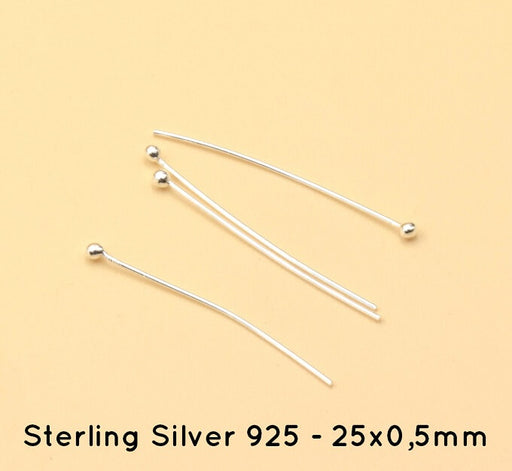 Buy Sterling Silver Ball Headpins - 25x0,5mm (4)
