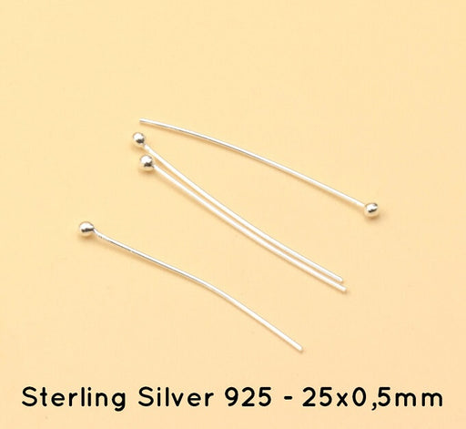 Sterling Silver Ball Headpins - 25x0,5mm (4)