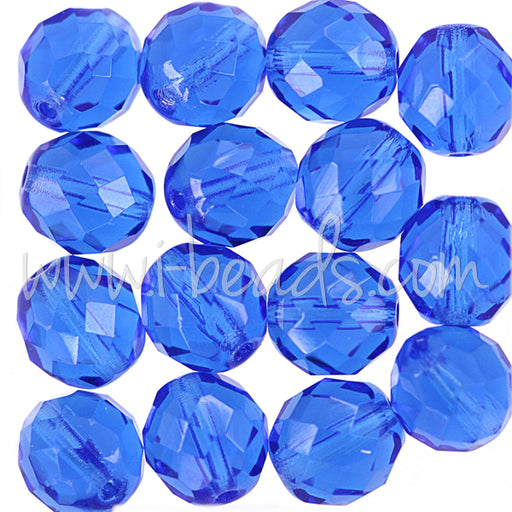 Czech fire-polished beads sapphire 10mm (25)