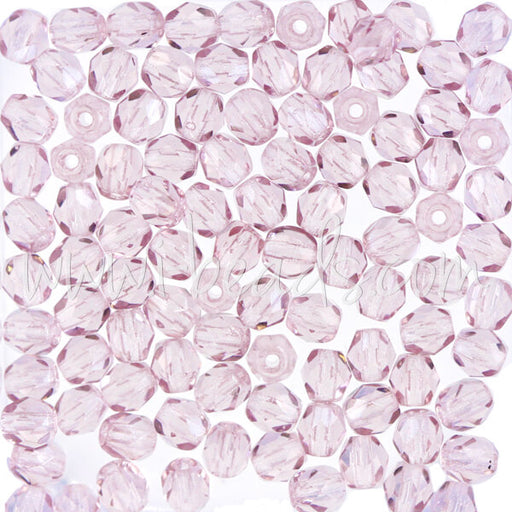 Czech fire-polished beads light amethyst 4mm (100)