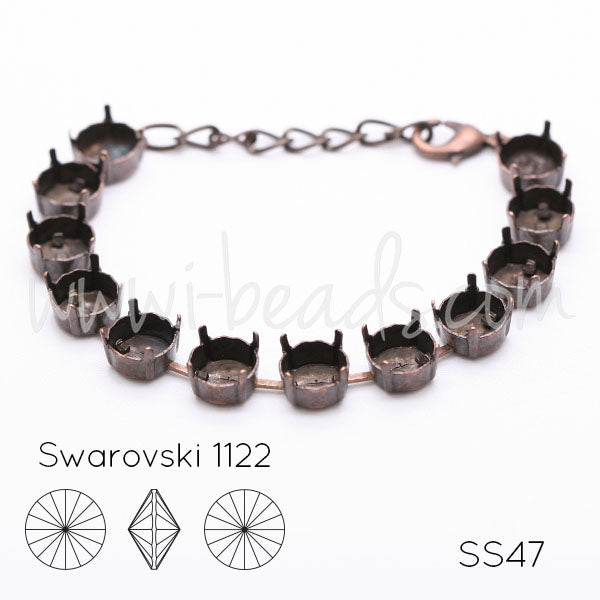 Bracelet setting for 12 Swarovski 1122 rivoli SS47 copper (1)
