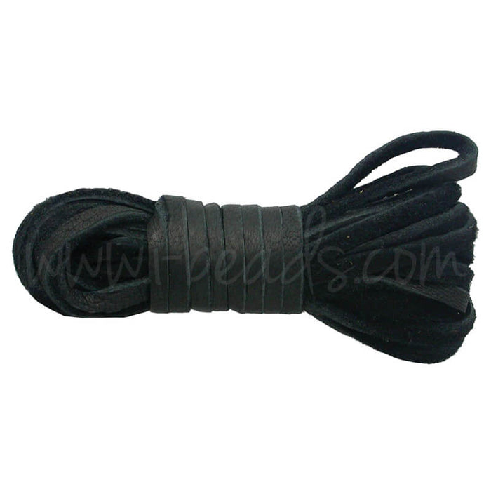 Deer hide leather cord 3mm black (3.6m)