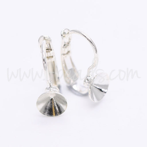 Cupped earring setting for Swarovski 1088 SS29 silver plated (2)