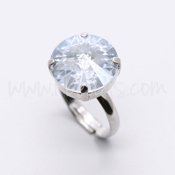 Adjustable ring setting for Swarovski 1122 rivoli 14mm rhodium (1)