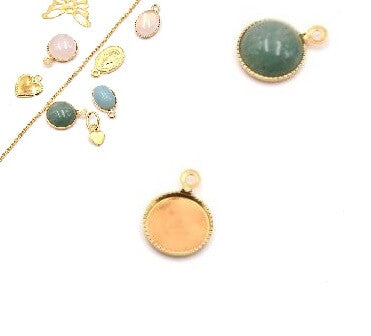Round Pendant setting for cabochon 8mm Brass GOLD plated (1)