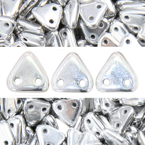 Buy 2 holes CzechMates triangle silver 6mm (10g)