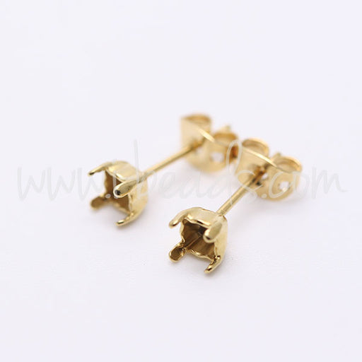 Buy Stud earring setting for Swarovski 1088 4mm-pp31-SS19 gold plated (2)