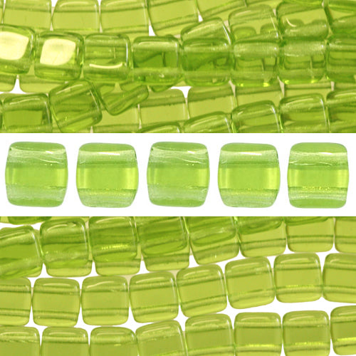 2 holes CzechMates tile bead Olivine 6mm (50)