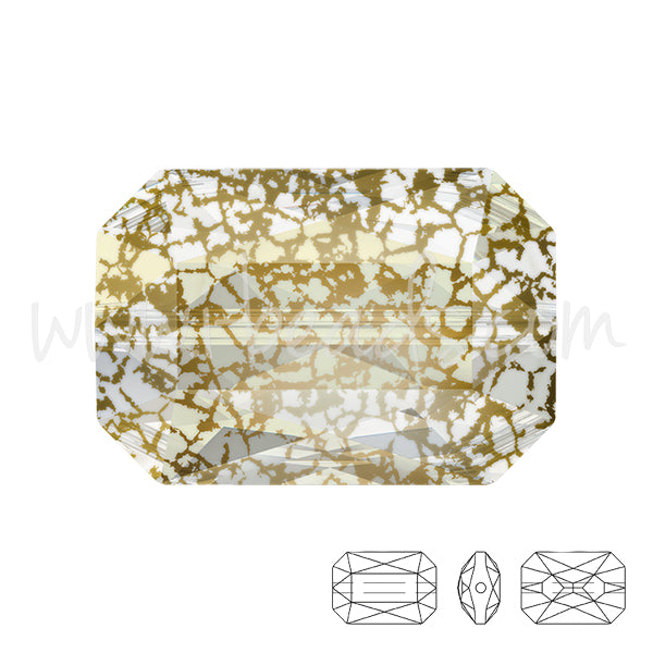 Swarovski 5515 Emerald cut bead crystal gold patina 18x12mm (1)