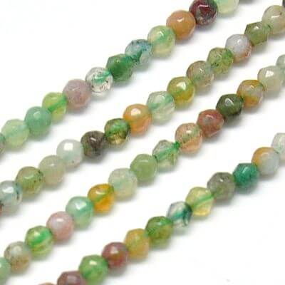 Buy Natural Indian Agate Beads Faceted, Round around 1,8-2mmx0,5 - 180/strand -39cm (1 strand)