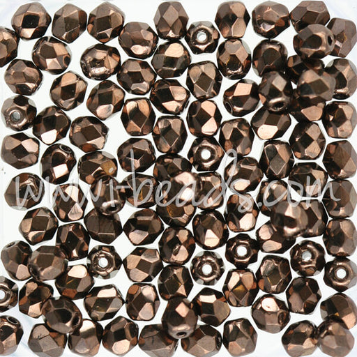 Buy Czech fire-polished beads dark bronze 4mm (100)