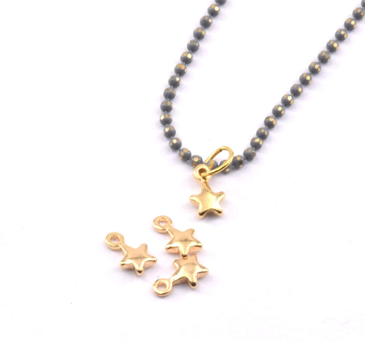 Stars Charm, Brass, Real Gold-Filled, 8mm (5)